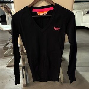 Superdry Black fitted sweater with Pink Accents